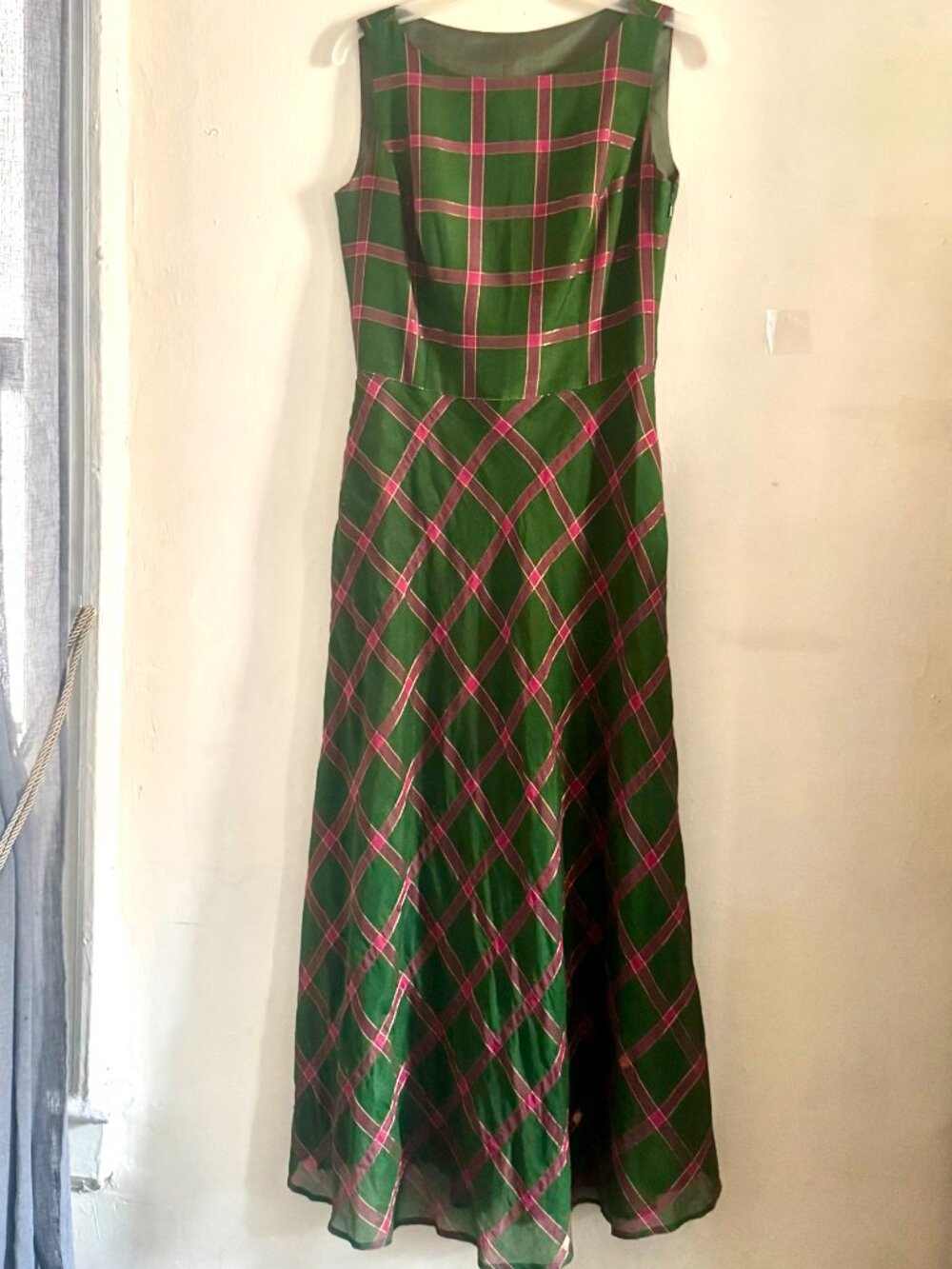 Vintage Plaid Custom Made Maxi Dress Size 4-6 - Picture 4 of 14